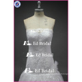 Elegant Strapless Lace Appliqued Mermaid Tulle White Wedding Dresses 2017